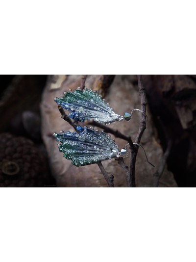 Серьги-крылья с капельками "Тайна Хрустального Леса", романтичный подарок девушке