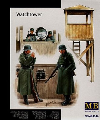 Watch Tower, 4 Figures, Watch tower with search light and phone