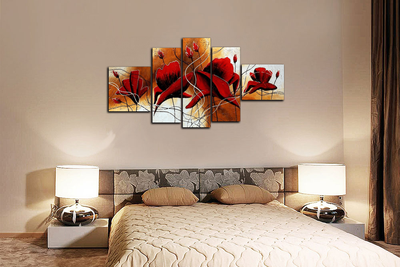 Модульная картина "Красные лепестки"