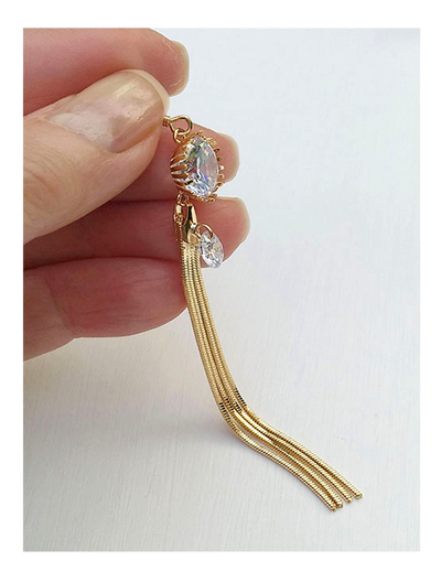 (АРТИКУЛ: 9669/01) СЕРЬГИ ЖЕНСКИЕ, ЗОЛОТИСТЫЙ МЕТАЛЛ, КРИСТАЛЛЫ