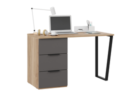 Детская ПОРТО - Стол письменный с тумбой универсальной Яблоня Беллуно/Графит софт