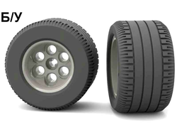 ! Б/У - Wheel 36.8mm D. x 26mm VR with Axle Hole with Black Tire 49.6 x 28 VR 6595 / 6594, Dark Gray (6595c02) - Б/У