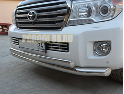 Защита переднего бампера двойная d76/75х42 овал для Toyota Land Cruiser 200 2013-2015