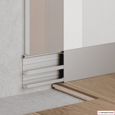 Скрытый плинтус / Теневой профиль Ликорн С-02.2.1 со сплошной грунтованной вставкой под покраску К-2