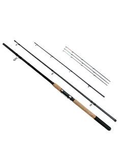 Удилище фидерное "BEAST OKAMI/ FEEDER" #6084 тест: 100-260g с кольцами cross carbon 98%, 3 секции, запосные хлыстики