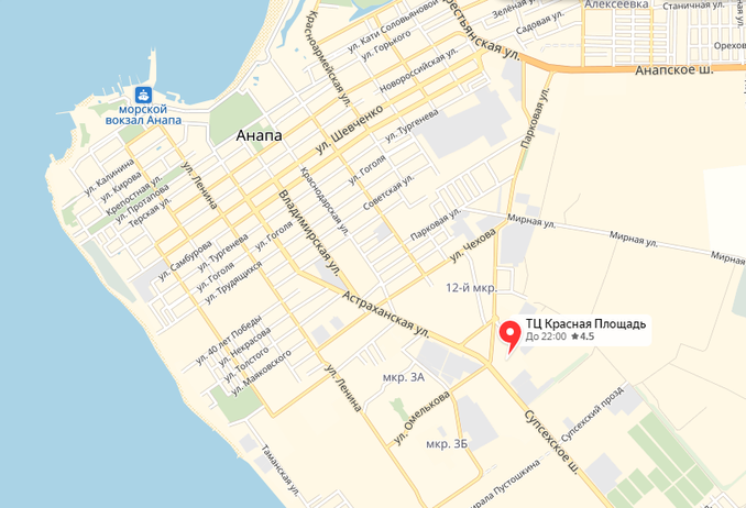 Карта вокзала анапа