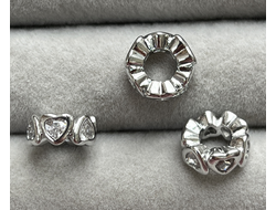 Бусина родий цирконы  5х10мм