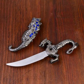 Нож, 24,5 см резные ножны, дракон на рукояти