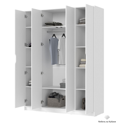 Руна ШК-04 Шкаф 4-х створчатый Белый/Белый