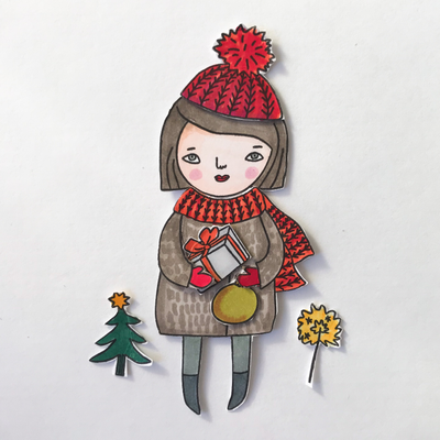 Набор штампов для скрапбукинга "Девочка-зима"