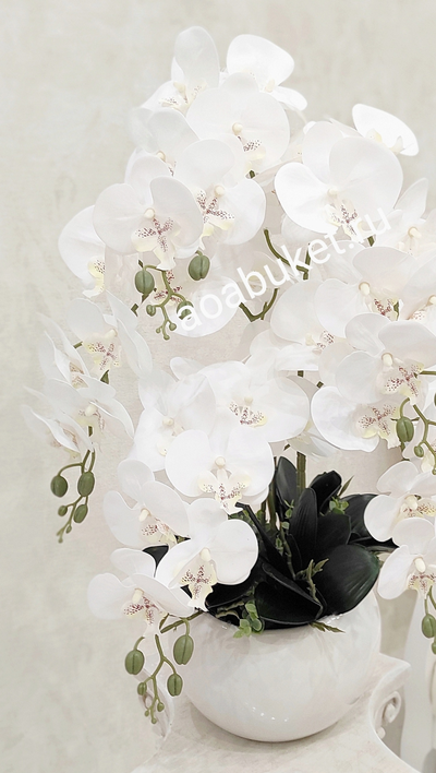 Искусственные цветы Орхидеи/Купить/Композиция из искусственных цветов Орхидея белая № ОР025