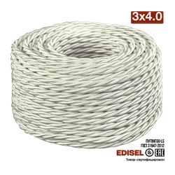 витой провод 3х4 бежевый шелк