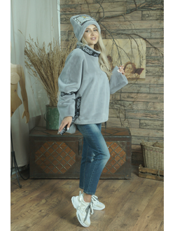 Меховая куртка цвет серо-голубой модель 104