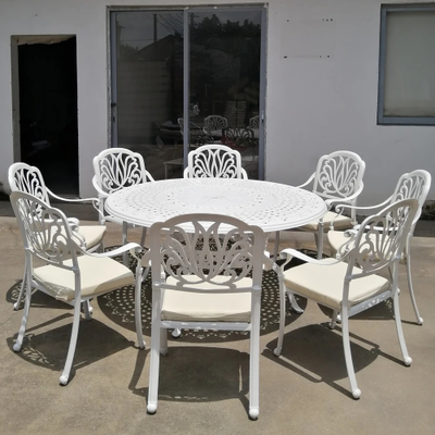 Белая обеденная группа из литого алюминия Patty 150