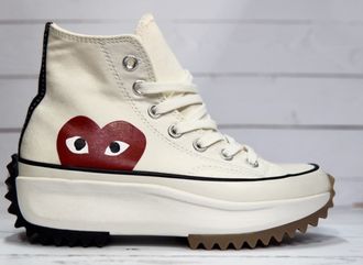 Кеды Converse на платформе с сердцем белые