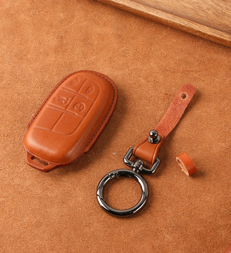 Светлокоричневый чехол для смарт ключа Jeep Grand Cherokee, Compass (4 кнопки)