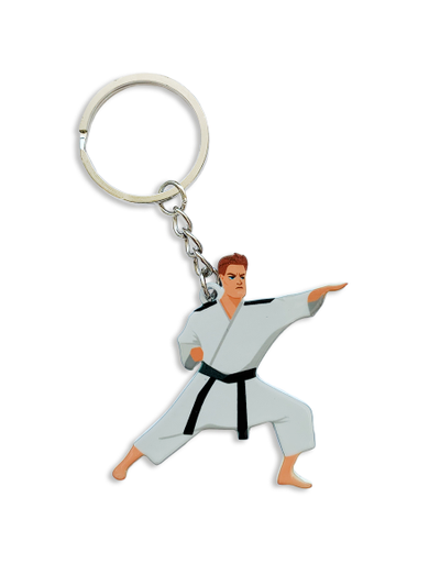 Брелок Карате мужчина (металлический плоский двусторонний)