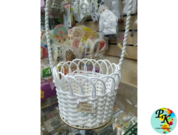 Корзина из искусственного ротанга, d 13 см, h 12 см, ручная работа