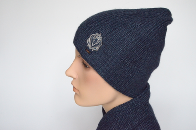 Синяя шапка из альпака и шелка Vizio Италия 9015 CL