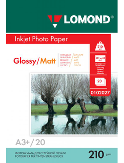 Двусторонняя Глянцевая/Матовая фотобумага Lomond для струйной печати, A3+, 210 г/м2, 20 листов.