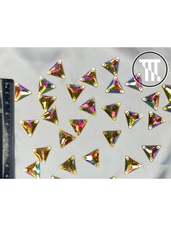 Стразы пришивные Треугольные, Crystal AB (yellow), р-р 16 мм