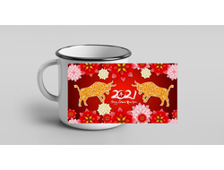 Кружка металлическая эмалированная с символикой "Быка" №4