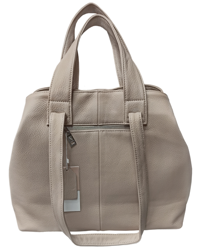 (АРТИКУЛ: 9550/8) СУМКА ЖЕНСКАЯ БОЛЬШАЯ, НАТУРАЛЬНАЯ КОЖА, ГРЯЗНО-БЕЖЕВАЯ, ЧЕТЫРЕ РУЧКИ