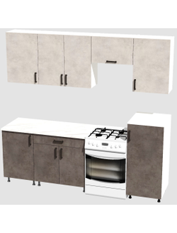 Кухня Эконом 1,8 метра с полуколонкой (1300х500) Цвет: Цемент светлый/Цемент темный
