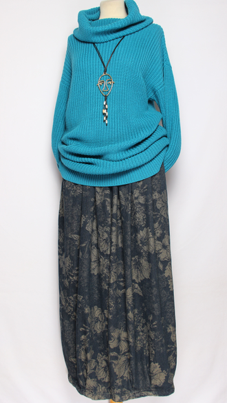 Свитер удлиненный "РХОМУТ В РЕЗИНКУ" бирюзовый р.48-52