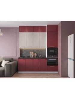 Кухня модульная "Астрид" Астрид сильвер F13, альберо россо F10 (БТС)