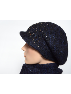 Синяя вязаная кепка с козырьком и шарф Италия Vizio 6922