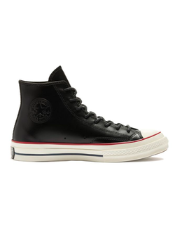Кеды кожаные Converse Chuck Taylor 70 высокие черные с красной каймой