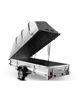 Прицеп «Спутник PRO» (3440x1500x380) пластиковая крышка, оцинкованная рама, с силовым подрамником, LED оптика НОВИНКА!!!