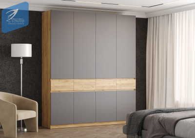 Бостон Шкаф ШК-004 ЛДСП Дуб золотой/Серый шифер