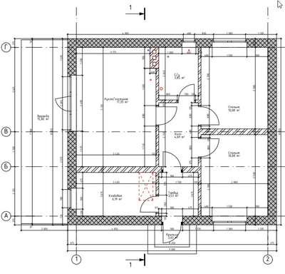 Одноэтажный дом с двумя спальнями 56м² (S56)