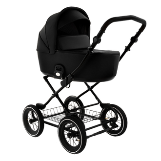 Коляска 2в1 Roan Bass Next Classic d12 Кожа Black (руч.Черный)