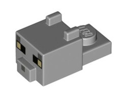 Creature Head Pixelated with Ears, Nose, and Face with Black Eyes and Dark Bluish Gray Nose Pattern Minecraft British Shorthair Cat, Light Bluish Gray (24008pb07 / 6347335)