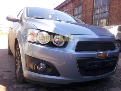 Защита радиатора Chevrolet Aveo 2012- black верх