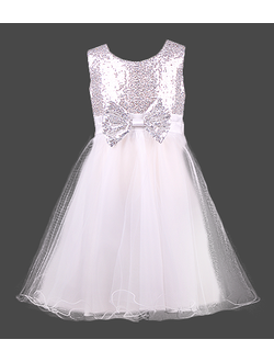 Белое вечернее платье блестящее для девочки Д-101386-2