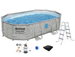 Овальный каркасный бассейн Bestway Power Steel Swim Vista Series 488x305x107 см (56946)