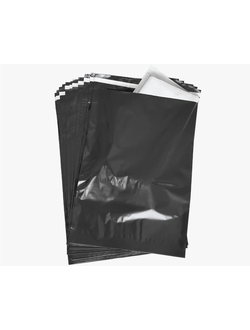 ЧЕРНЫЙ Курьерский пакет 100х150+40, 50 мкм, (пачка 100шт.)