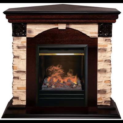 Угловой электрокамин Dublin Rock AO с очагом 3D Olympic