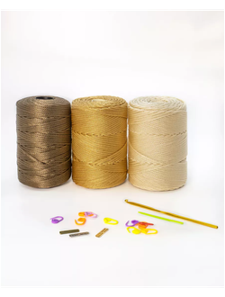 Набор шнур полиэфирный, 3 бабины 600М корица, золотистая, кокос