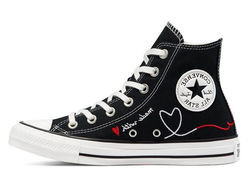 Converse All Star Valentines Day черные высокие с вышивкой