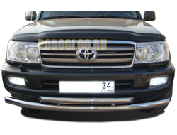 Защита переднего бампера (радиус) двойная	d76/60 для Toyota Land Cruiser 100 (1998-2006)