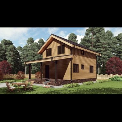 Двухэтажный каркасный дом с четырьмя спальнями 93м² (SK36)