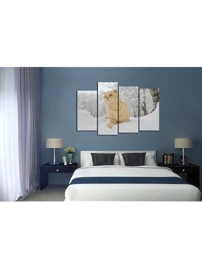 Модульная картина &quot;Рыжий кот в снегу&quot;