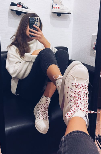 Кеды Converse Chuck Taylor Lift Love Me белые высокие