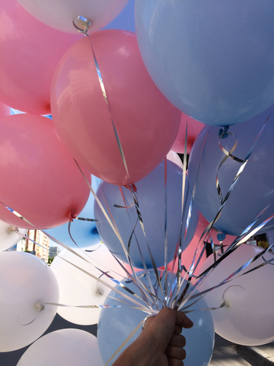 10 шаров Белые Голубые Розовые