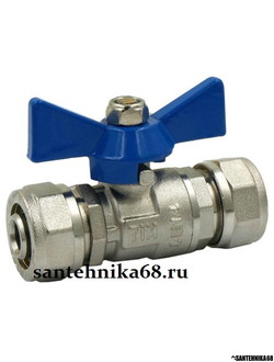 Кран шаровой латунный с цангой Tim Rif мп 16х16 16х1/2 вн.р. 16х1/2 н.р. BV206-02N